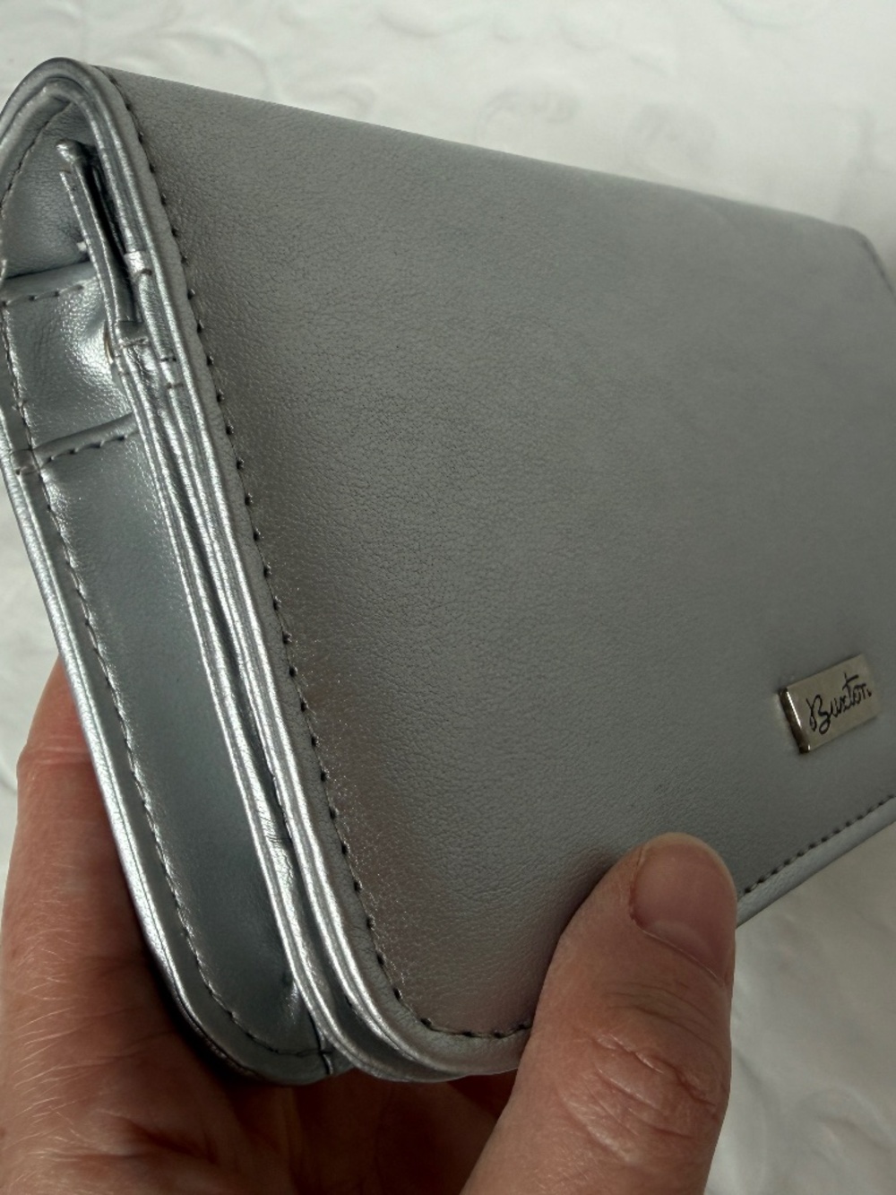 Buxton Metallic Silver Organizer Wallet Crossbody / Clutch
